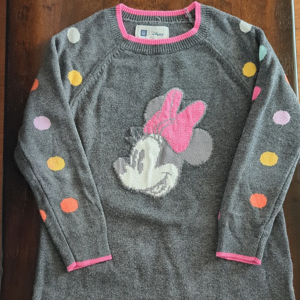 Disney GAP Minnie Mouse Sweater Dress, Gray, Size 4 - Picture 2 of 4